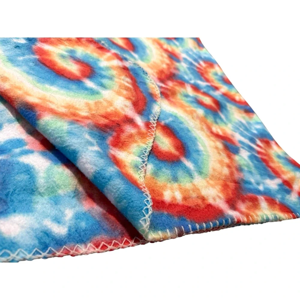 Tie Dye Kaleidoscope Throw Blanket Accent Quilt Cover Soft Fleece Colorful Print